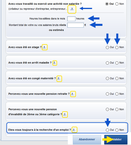 Déclaration de situation mensuelle