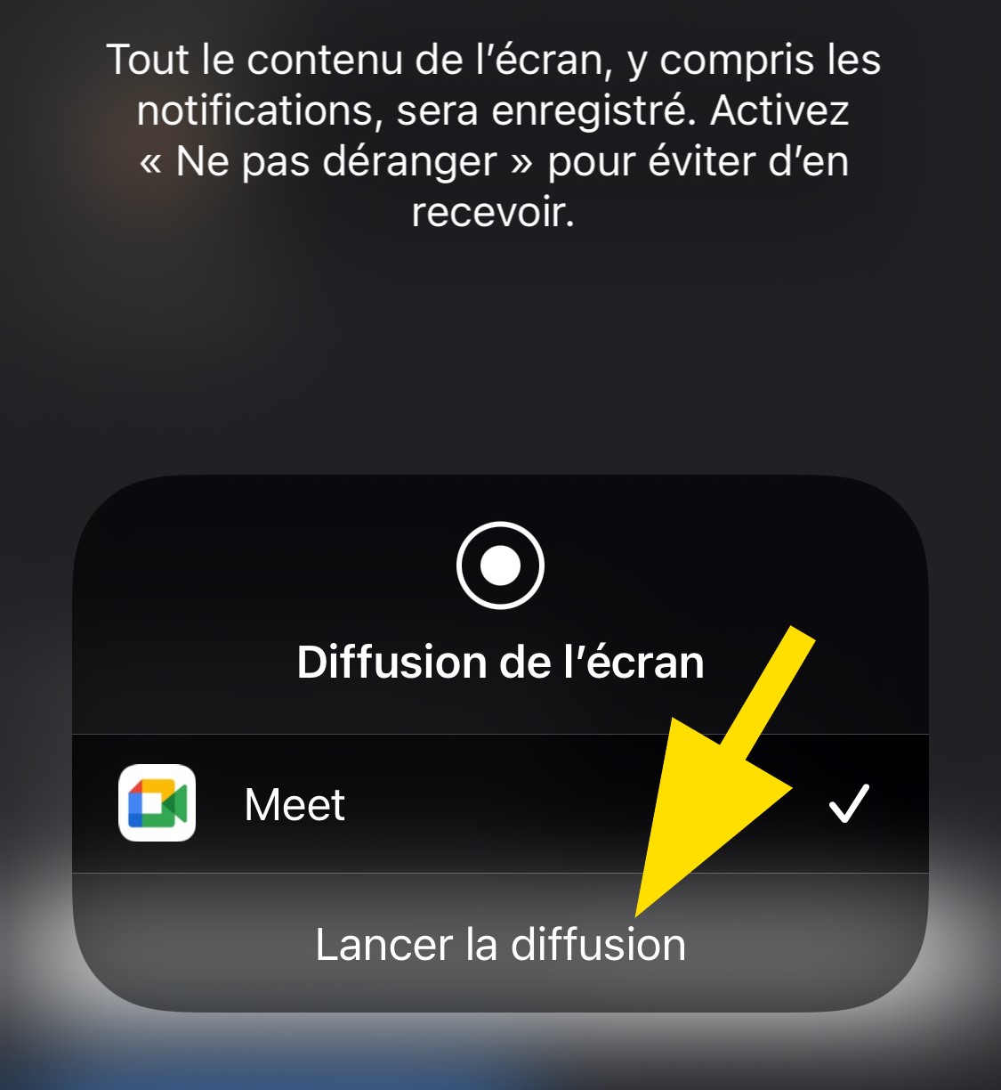 Préconisations relatives aux informations diffusées par Meet