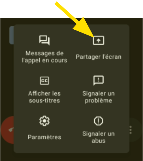Démarrer le partage d'écran avec Google Meet